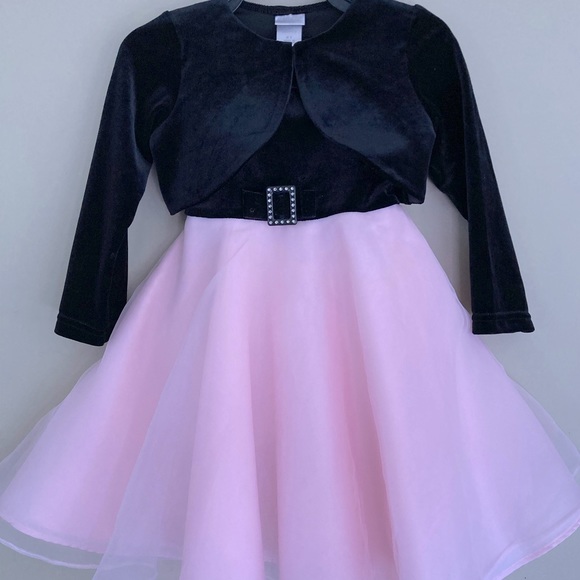 Special Occasion Pink & Black velvet Dress & jacket sz 4T - Picture 2 of 9